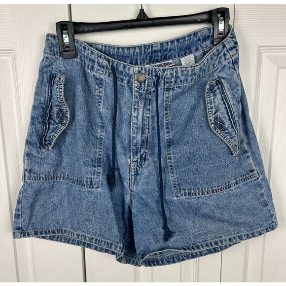 Bill Blass Womens Size 6 Jean Shorts tie Waist Medium Wash Vintage Side pockets - Picture 2 of 7
